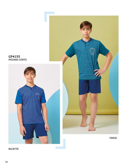 Pigiama corto ragazzo in cotone estivo GP4155 IL GRANCHIO