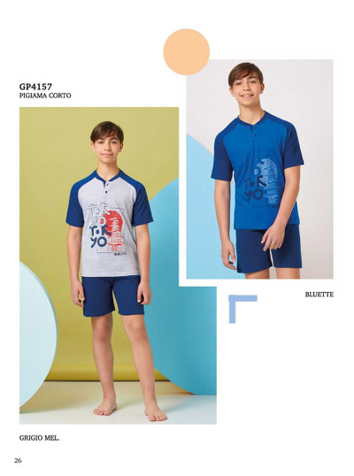 Pigiama corto ragazzo in cotone estivo GP4157 IL GRANCHIO