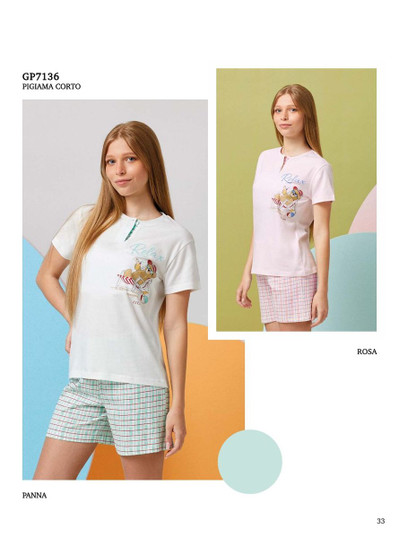 Pigiama corto ragazza in cotone estivo GP7136 IL GRANCHIO
