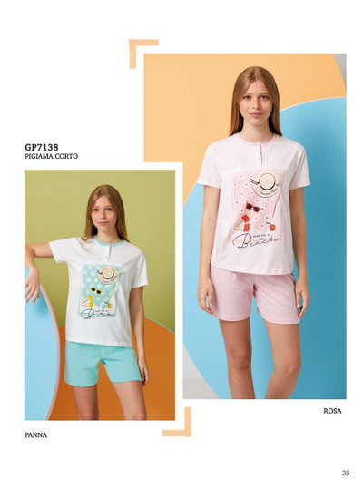 Pigiama corto ragazza in cotone estivo GP7138 IL GRANCHIO