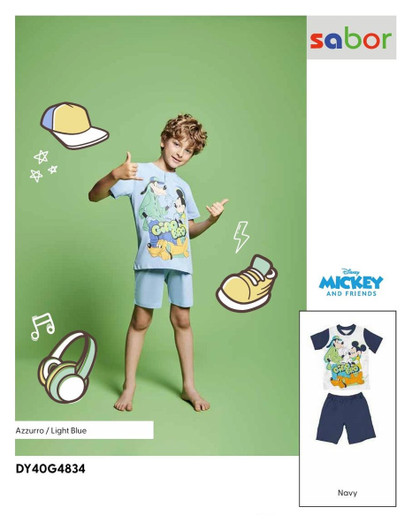 MICKEY Pigiama estivo corto bambino in cotone DY40G4834 SABOR