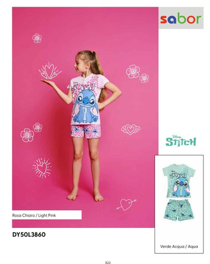 STITCH Pigiama estivo corto bambina in cotone DY50L3860 SABOR