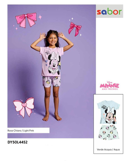 MINNIE Pigiama estivo corto bambina in cotone DY50L4452 SABOR