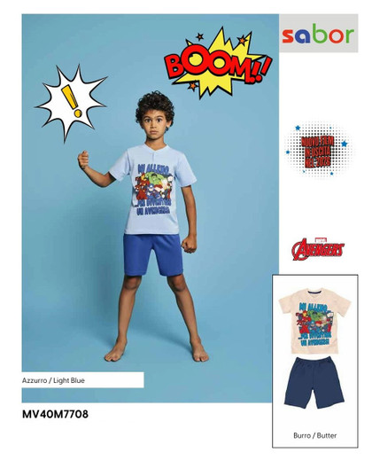 AVENGERS Pigiama estivo corto bambino in cotone MV40M7708 SABOR