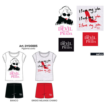 IL DIAVOLO VESTE PRADA Pigiama estivo corto donna in cotone DYD0885 SABOR
