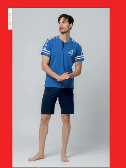 Lotto  Pigiama Uomo corto in cotone estivo mezza manica LP1236