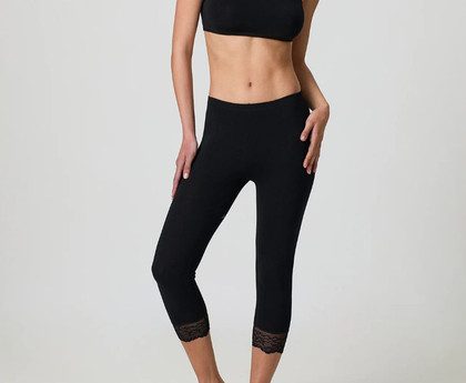 Jadea  Leggings Donna Modello Capri con pizzo in cotone Elasticizzato 4319