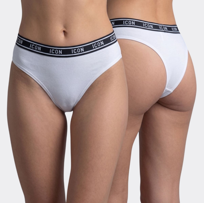 ICON IWU02 Slip Donna brasiliano in cotone bielastico con elastico esterno