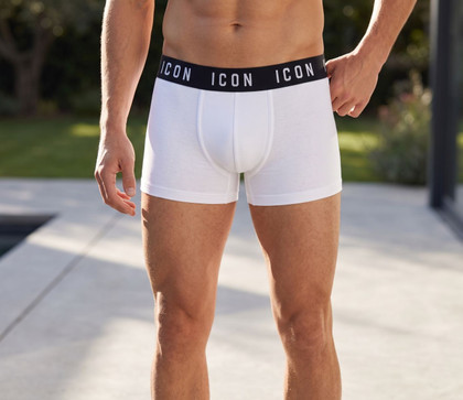 ICON (3 pezzi) Boxer Uomo in cotone bielastico con elastico esterno logato  IMU05