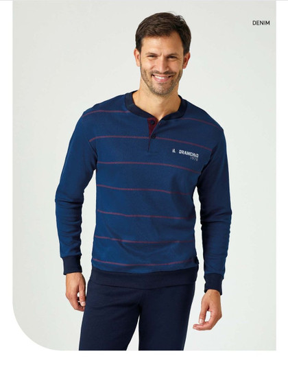 IL GRANCHIO Pigiama uomo invernale lungo in cotone interlock GP2118