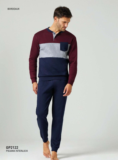 IL GRANCHIO Pigiama uomo invernale lungo in cotone interlock GP2122