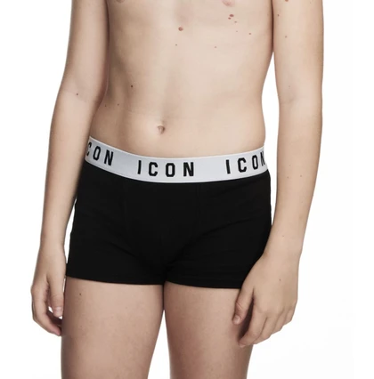 Icon (3 pezzi) Boxer ragazzo in cotone elasticizzato con logo a contrasto 001733