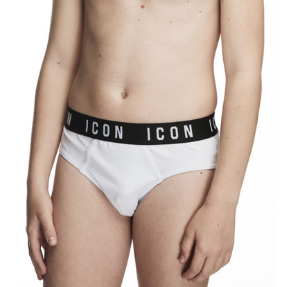 ICON  (3 pezzi ) Slip ragazzo in cotone elasticizzato con logo a contrasto 01736