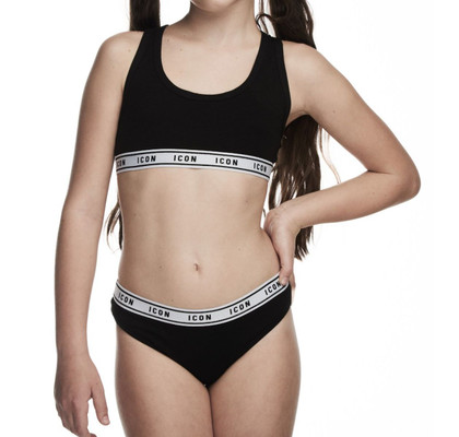 ICON Coordinato ragazza brassiere+slip  cotone elasticizzato con logo  1749