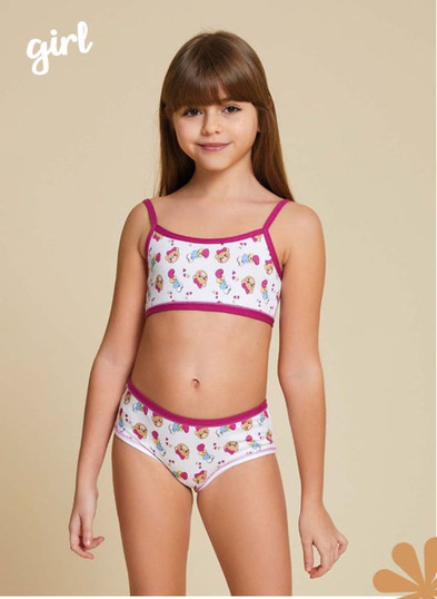JADEA Coordinato Bambina Brassiere + Slip in Cotone Elasticizzato 853