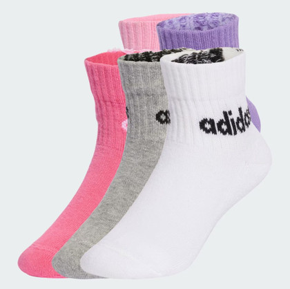 Adidas (5 paia) Calzini bambino/a in cotone con bordo a coste lunghezza caviglia Linear Kids