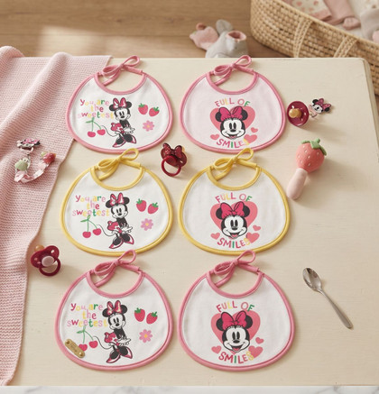 Ellepi (6 Pezzi) Bavaglini Neonato Disney Plastificati in Cotone WD9551 Offerta Multipack