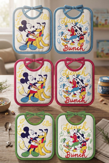 Ellepi (6 Pezzi) Bavaglini Neonato Disney Plastificati in Cotone WD9553 Offerta Multipack