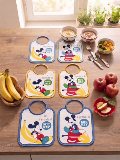 Ellepi (6 Pezzi) Bavaglini Neonato Disney Plastificati in Cotone WD9554 Offerta Multipack
