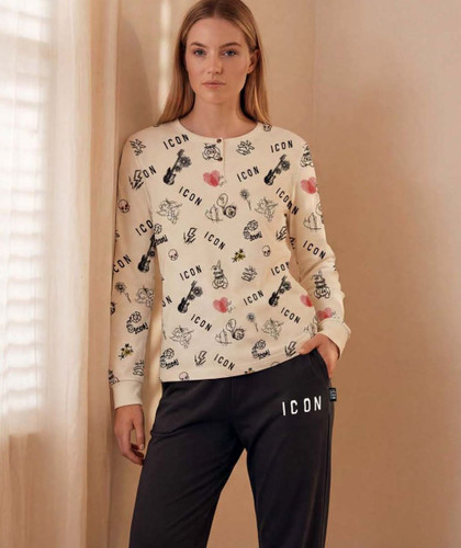 Icon Pigiama donna in caldo cotone manica lunga art. IWBOX04