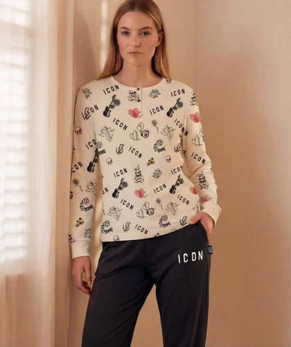 Icon Pigiama donna in caldo cotone manica lunga art. IWBOX04