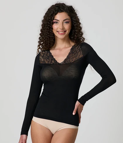 Jadea Maglia Donna Manica Lunga Scollo a V in Modal e Cashmere M4650