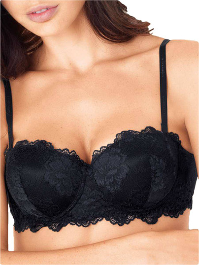 LORMAR Deluxe Reggiseno Donna in Pizzo con Ferretto fascia a Balconcino (Coppa B)