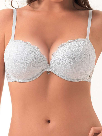 LORMAR Double Pizzo Reggiseno con ferretto Super Push Up +2 taglie (Coppa B)