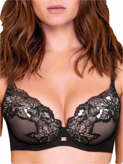 Reggiseno Donna Lormar Plunge Saten balconcino in Pizzo con Ferretto - Coppa C