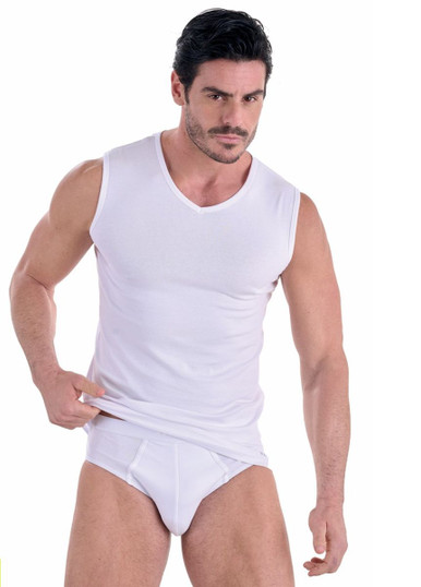 Navigare (Pacco da 3) Canottiera Uomo Scollo a V in Cotone Bielastico soft 575
