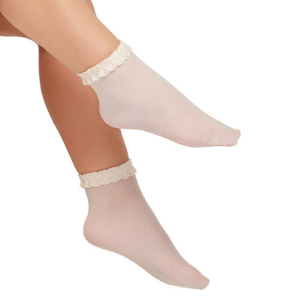 24 Paia Calzino Love Bambina e Ragazza Bellissima in  filanca con bordo in pizzo.