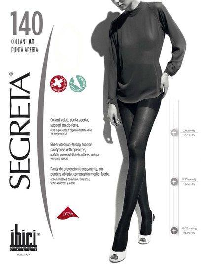 Collant Donna Ibici Segreta 140 den Punta Aperta e Corpino rinforzato
