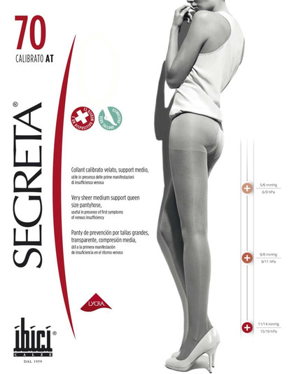 Ibici Segreta Collant Donna 70 den Calibrato Velato e Corpino rinforzato - 11/14 mmHg – 15/19 hPa