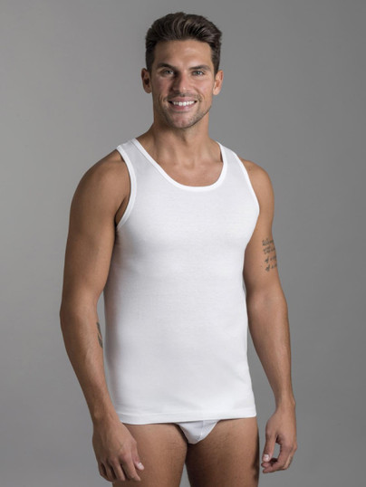 3 Pezzi Canotta Uomo Spalla Larga Luca 8020 in Cotone - Anche Taglie Calibrate