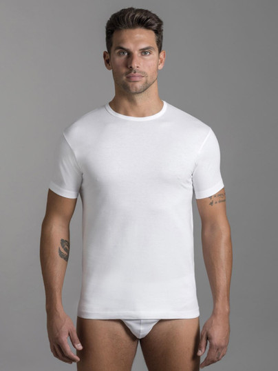 Luca (3 pezzi) Maglia Uomo Girocollo Mezza Manica in Cotone anche Calibrate 8032