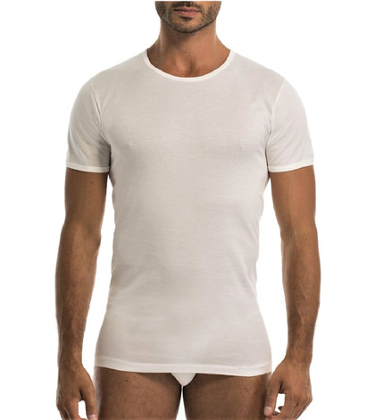 3 Pezzi Maglia Uomo Mezza Manica Girocollo Garda 034 in Cotone Filo di Scozia