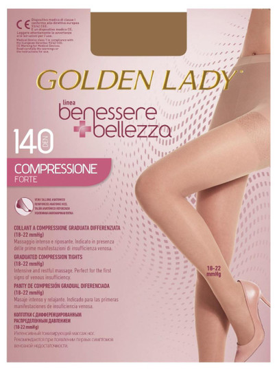 Golden Lady (3 Paia) Collant Donna 140 Den compressione graduata 18-22 mmHg