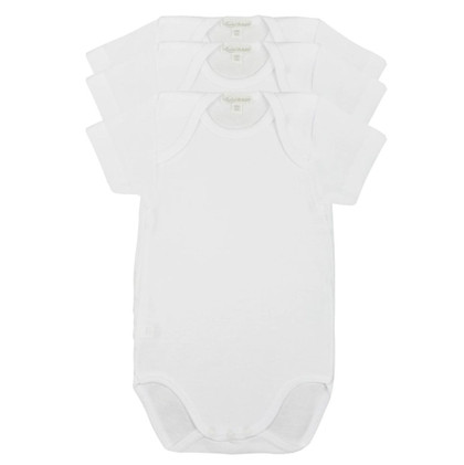 3 Body Neonato Neonata Liabel 05832B T407 Mezza Manica in Cotone Bianco e Fantasia