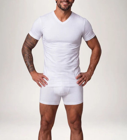 3 Pezzi Maglia Uomo Liabel 02828 53 Mezza Manica Scollo a V in Caldo Cotone