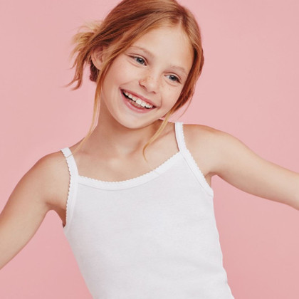 Ellepi (3 Pezzi) Canottiera Bambina  Spalla Stretta in 100% Cotone Bianco 8228