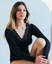 Jadea Maglia donna in cashmere scollo a V inserto in pizzo M4529