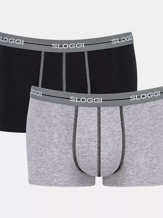 Sloggi (2 pezzi ) Boxer Uomo Start Hipster con cuciture a contrasto in Cotone Elasticizzato