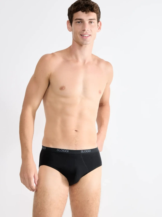 Sloggi (2 pezzi) Slip Uomo Midi Basic con Elastico Esterno in Strech Cotton