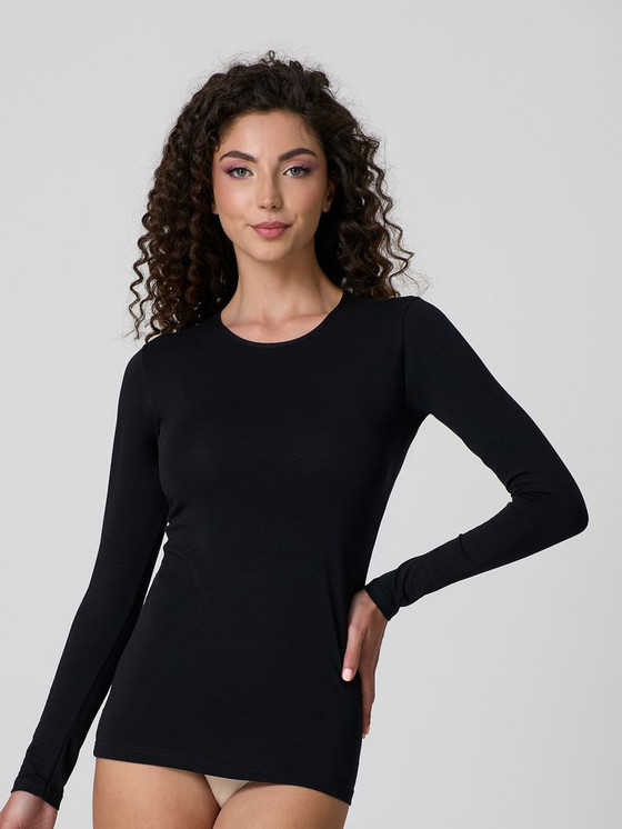 Jadea Maglia Donna Manica Lunga Girocollo in Cotone Elasticizzato 4055