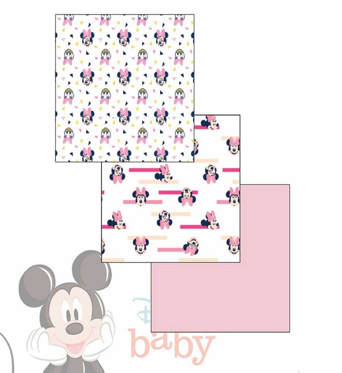Set da 3 pezzi Quadrato Ellepi Disney in cotone garzato Fantasie Minnie e Mickey