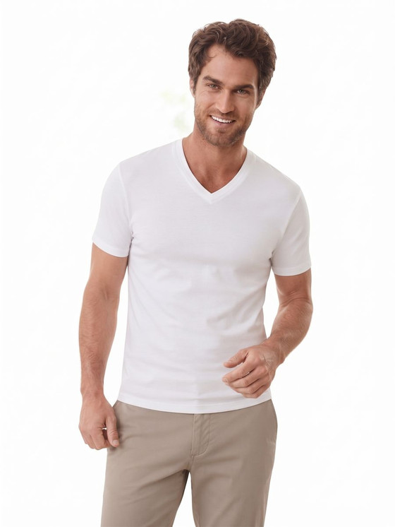 Nottingham Maglia Intima Uomo Mezza Manica Scollo a V in Cotone Interlock Pop