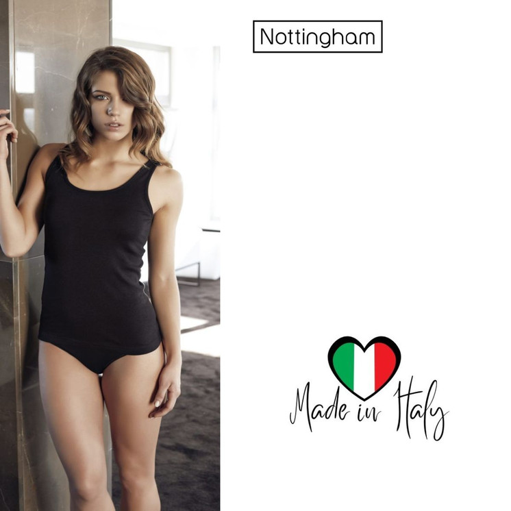 Canotta Donna Nottingham Spalla Larga Soffio in Caldo Cotone con Bordo in raso