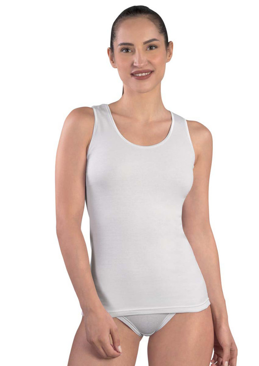 Canotta Donna Mabrat MMDF291 Spalla Larga in Caldo Cotone con Bordino in Raso - Made in Italy