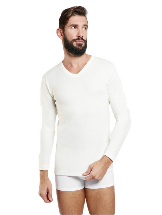 3 Maglia Uomo Manica Lunga Scollo  V Nottingham TL18 Esterno Lana Interno Cotone