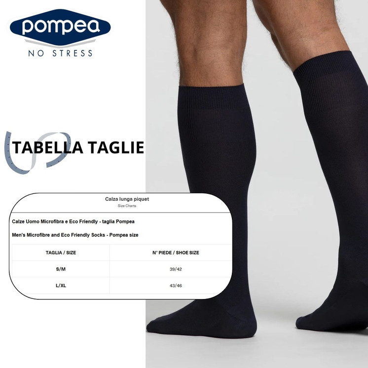 6 Paia Calzino Uomo Lungo Pompea in morbida Microfibra con lavorazione piquet